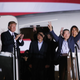President Donald Trump applauds the three Americans just released from North Korea—Kim Dong Chul, Kim Hak-song and Tony Kim—at Joint Base Andrews on May 9, 2018, in Maryland.